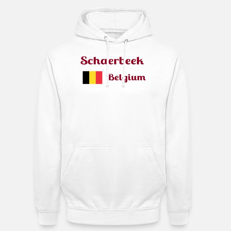 Schaerbeek Belgio - Stampe alla moda - Felpa con cappuccio unisex - bianco
