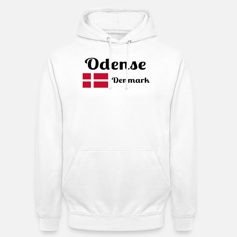 Odense, Danemark - Imprimés élégants - Sweat-shirt à capuche unisexe - blanc