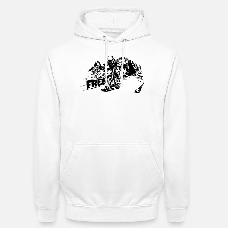Motorrad frei Berge Dolomiten Biker Symbol Logo - Unisex Hoodie - Weiß