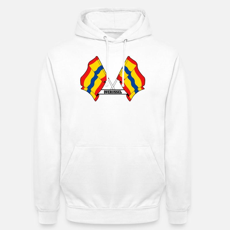 Texte à deux drapeaux OVERIJSSEL - Sweat-shirt à capuche unisexe - blanc