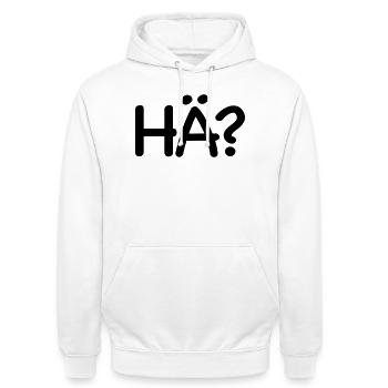 Wie bitte hä - Unisex Hoodie - Weiß - Vorne - AI Model Male 185 dark (185cm) & AI Model Female 172 dark (172cm)