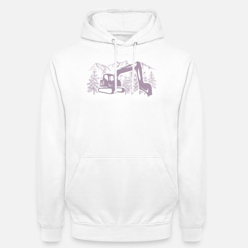 Bagger Silhouette Baugeräteführer Arbeit - Unisex Hoodie - Weiß