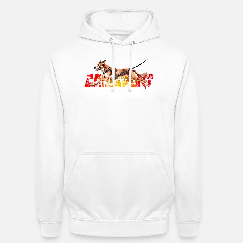 Chien en Action faisant du canicross - Sweat-shirt à capuche unisexe - blanc