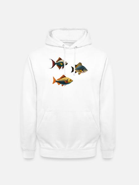 Kleurrijke tropische vissen op kleding - Uniseks hoodie - wit