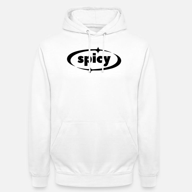 Spicy Statement – Y2K Textlogo mit Sternakzenten - Unisex Hoodie - Weiß