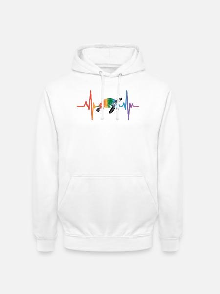 Bunte Schildkröte im Herzschlag Design - Unisex Hoodie - Weiß