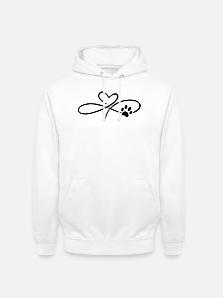 Infinity Heart with Paw Dog Cat - Unisex Hoodie - white