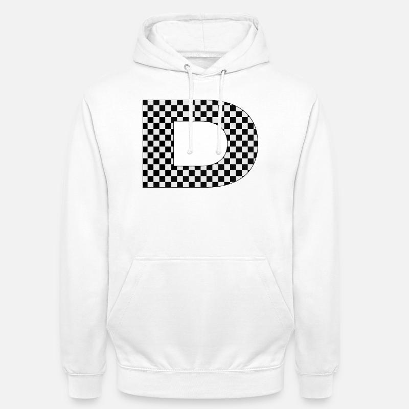 Checkered pattern with letter D - Unisex Hoodie - white