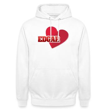 Heart EDGAR Lettering - Unisex Hoodie - white - Front - AI Model Male 185 dark (185cm) & AI Model Female 172 dark (172cm)