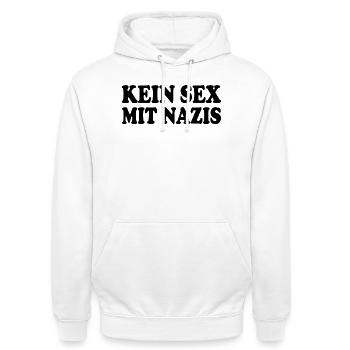  kein sex mit nazis  - Unisex Hoodie - Weiß - Vorne - AI Model Male 185 dark (185cm) & AI Model Female 172 dark (172cm)