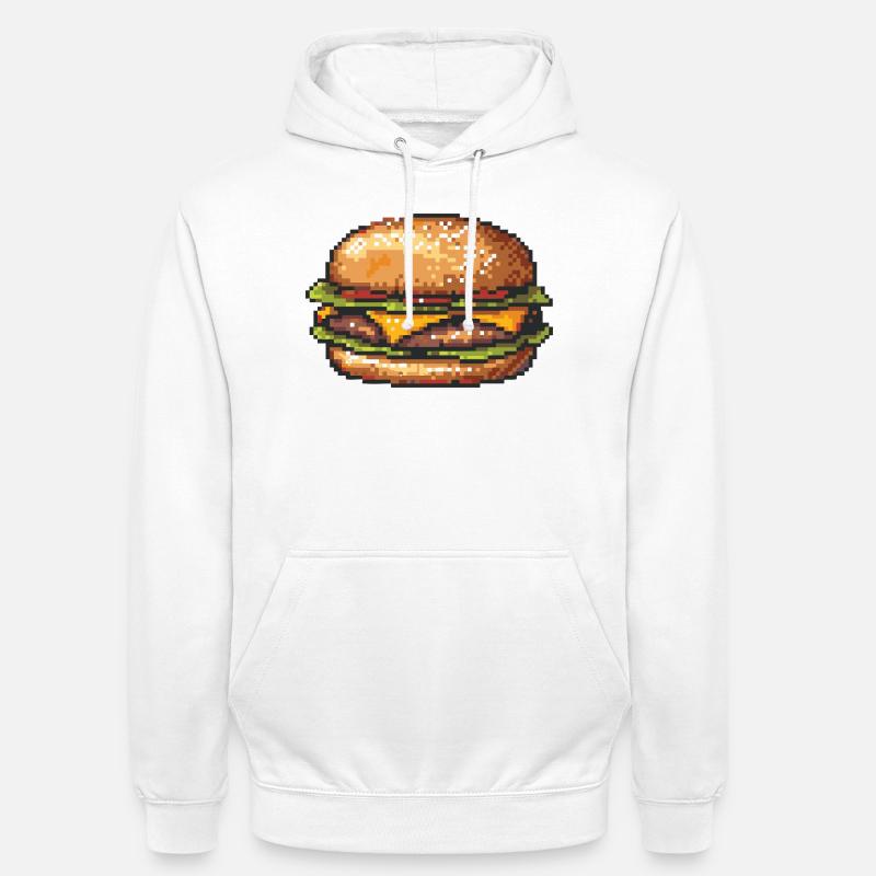 Hamburger 8 bits Pixel Art - Sweat-shirt à capuche unisexe - blanc