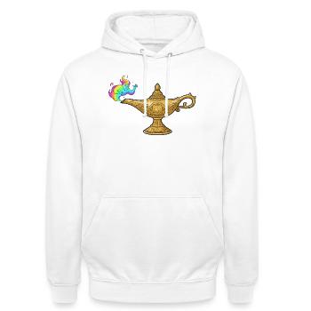 Geist aus der Wunderlampe - Unisex Hoodie - Weiß - Vorne - AI Model Male 185 dark (185cm) & AI Model Female 172 dark (172cm)