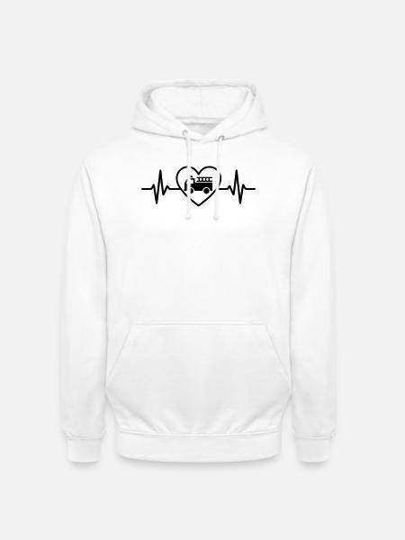 Fire Truck Heart - Unisex Hoodie - white