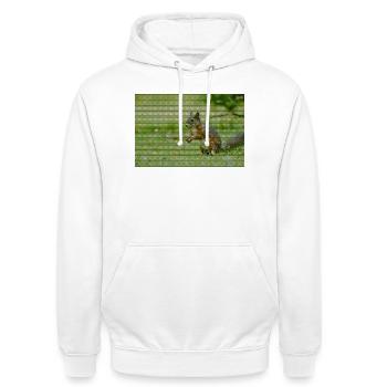 Eichhörnchen Wald Muster - Unisex Hoodie - Weiß - Vorne - AI Model Male 185 dark (185cm) & AI Model Female 172 dark (172cm)
