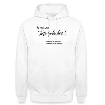 Tiefe Gedanken - Unisex Hoodie - Weiß - Vorne - AI Model Male 185 dark (185cm) & AI Model Female 172 dark (172cm)