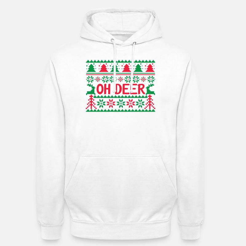 Pull moche - Oh Deer - Sweat-shirt à capuche unisexe - blanc