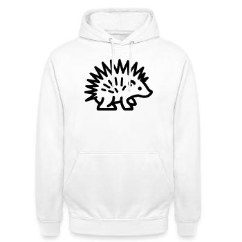 Stachelschwein - Unisex Hoodie - Weiß - Vorne - AI Model Male 185 dark (185cm) & AI Model Female 172 dark (172cm)