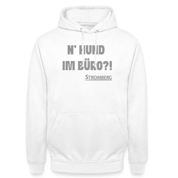 Stromberg Mit Spruch N' Hund Im Büro?! - Unisex Hoodie - Weiß - Vorne - AI Model Male 185 dark (185cm) & AI Model Female 172 dark (172cm)