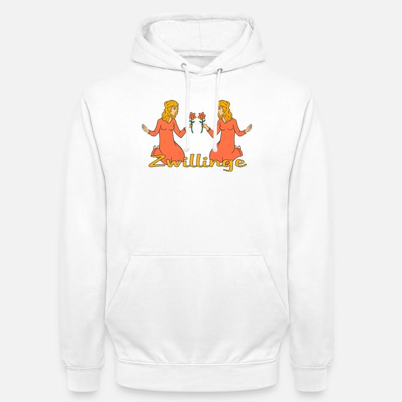 Sternzeichen Zwillinge mit einer Blume - Unisex Hoodie - Weiß