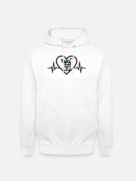 Mojito Heart Cocktail Mint Glass Summer - Unisex Hoodie - white