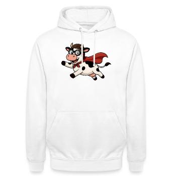 Superkuh mit Cape - Unisex Hoodie - Weiß - Vorne - AI Model Male 185 dark (185cm) & AI Model Female 172 dark (172cm)