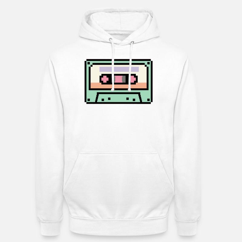 Cassette rétro 8 bits pixel art - Sweat-shirt à capuche unisexe - blanc