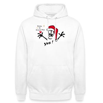Weihnachtsmann mit Herz - Unisex Hoodie - Weiß - Vorne - AI Model Male 185 dark (185cm) & AI Model Female 172 dark (172cm)