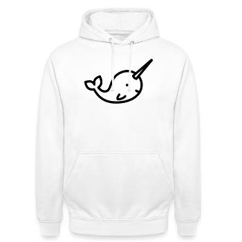 Narwal - Unisex Hoodie - Weiß - Vorne - AI Model Male 185 dark (185cm) & AI Model Female 172 dark (172cm)