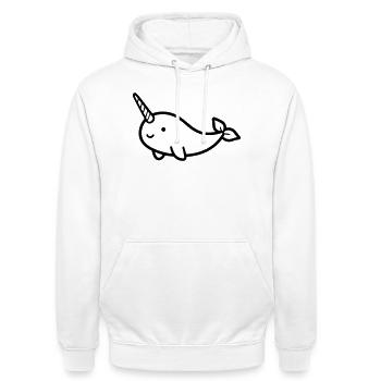 Narwal - Unisex Hoodie - Weiß - Vorne - AI Model Male 185 dark (185cm) & AI Model Female 172 dark (172cm)