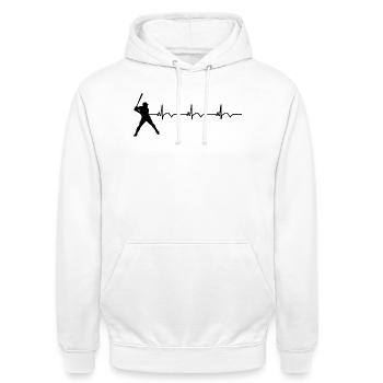 Baseball EKG Herzschlag Baseballschläger - Unisex Hoodie - Weiß - Vorne - AI Model Male 185 dark (185cm) & AI Model Female 172 dark (172cm)