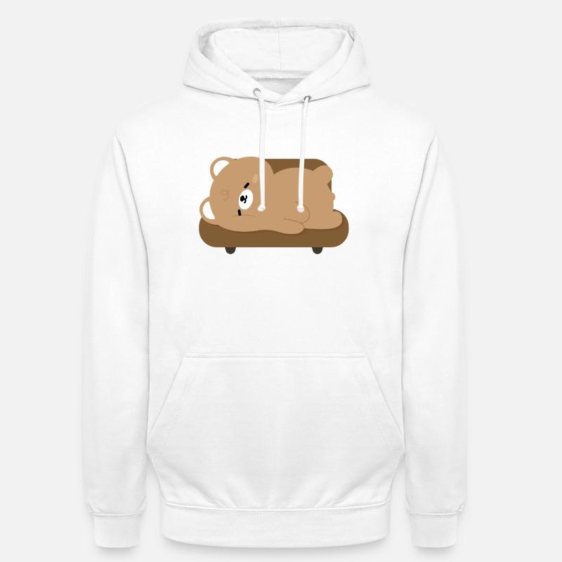 Müder Eisbär auf Sofa - Unisex Hoodie - Weiß