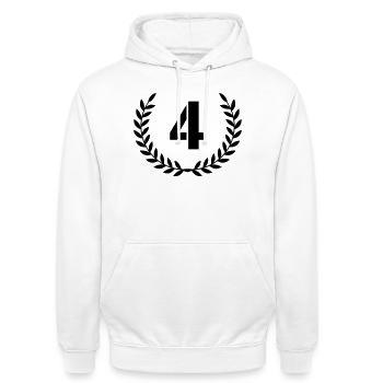 4 Kranz - Unisex Hoodie - Weiß - Vorne - AI Model Male 185 dark (185cm) & AI Model Female 172 dark (172cm)