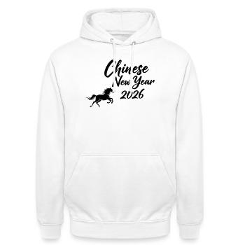Chinese New Year 2026 Calligraphy - Unisex Hoodie - Weiß - Vorne - AI Model Male 185 dark (185cm) & AI Model Female 172 dark (172cm)