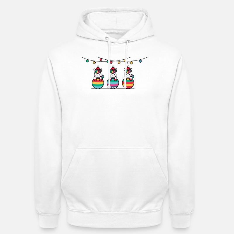 3 Einhörner Weihnachtskugeln Freunde - Unisex Hoodie - Weiß