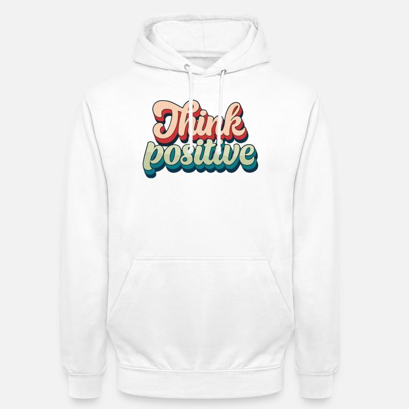 Think Positive Rétro Script - Sweat-shirt à capuche unisexe - blanc