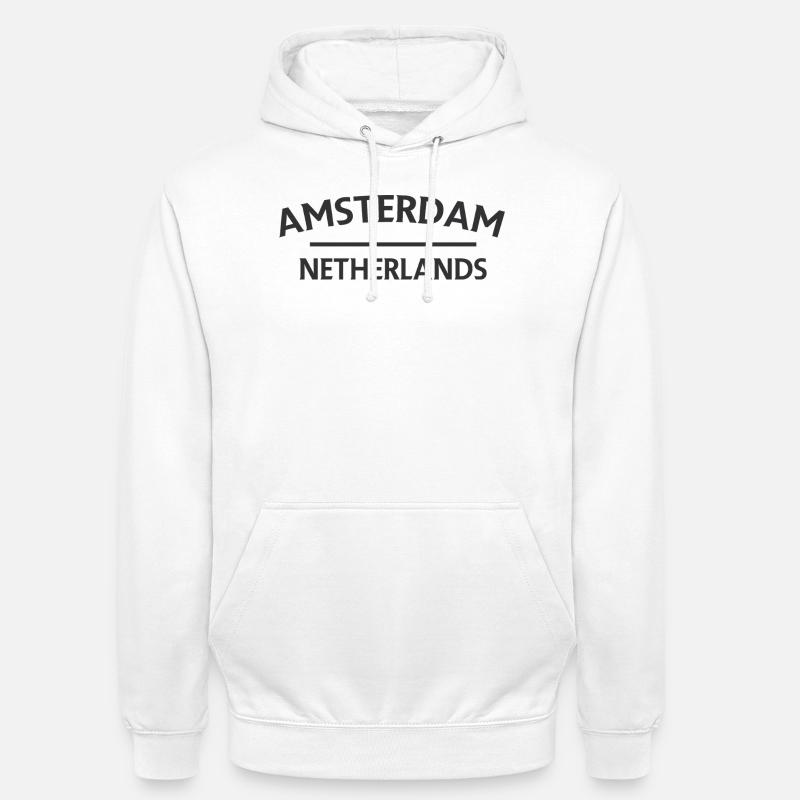 Textdesign Amsterdam – Pays-Bas - Sweat-shirt à capuche unisexe - blanc