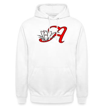 Buchstabe A Initiale - Unisex Hoodie - Weiß - Vorne - AI Model Male 185 dark (185cm) & AI Model Female 172 dark (172cm)