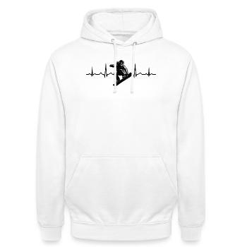 Snowboard Motiv mit Wiedererkennungswert - Unisex Hoodie - Weiß - Vorne - AI Model Male 185 dark (185cm) & AI Model Female 172 dark (172cm)