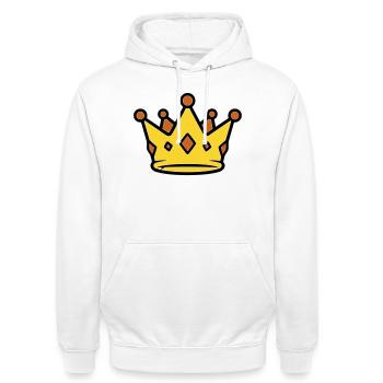 Goldene König Krone Juwelen Vektor - Unisex Hoodie - Weiß - Vorne - AI Model Male 185 dark (185cm) & AI Model Female 172 dark (172cm)