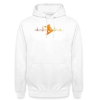 Snowboard Motiv mit Wiedererkennungswert - Unisex Hoodie - Weiß - Vorne - AI Model Male 185 dark (185cm) & AI Model Female 172 dark (172cm)