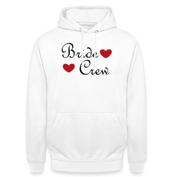 Bride Crew – T-shirt de soirée de garçon pour la mariée et les petites amies - Sweat-shirt à capuche unisexe - blanc - Devant - AI Model Male 185 dark (185cm) & AI Model Female 172 dark (172cm)