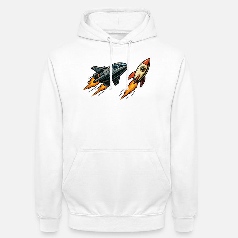 Espace de dessin animé Rocket Sprint - Sweat-shirt à capuche unisexe - blanc
