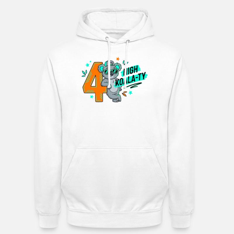 4e anniversaire de High Koala-Ty - Sweat-shirt à capuche unisexe - blanc