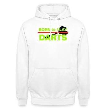 Made for Darts , Neon Edition, Onehundreteighty - Unisex Hoodie - white - Front - AI Model Male 185 dark (185cm) & AI Model Female 172 dark (172cm)