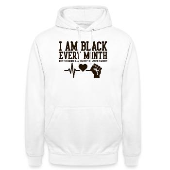 Je suis noir chaque mois battement de cœur Poing - Sweat-shirt à capuche unisexe - blanc - Devant - AI Model Male 185 dark (185cm) & AI Model Female 172 dark (172cm)