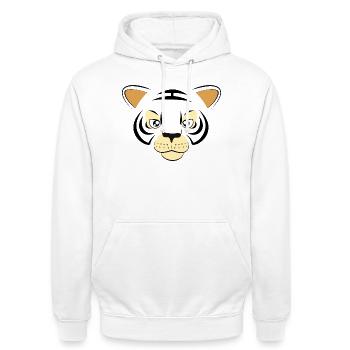 Cooles Tigergesicht-Grafik große Katzen-Wildtierkunst - Unisex Hoodie - Weiß - Vorne - AI Model Male 185 dark (185cm) & AI Model Female 172 dark (172cm)