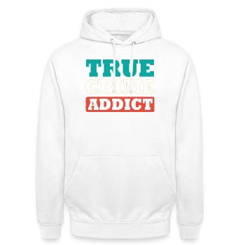 Krimi True Crime - Unisex Hoodie - Weiß - Vorne - AI Model Male 185 dark (185cm) & AI Model Female 172 dark (172cm)