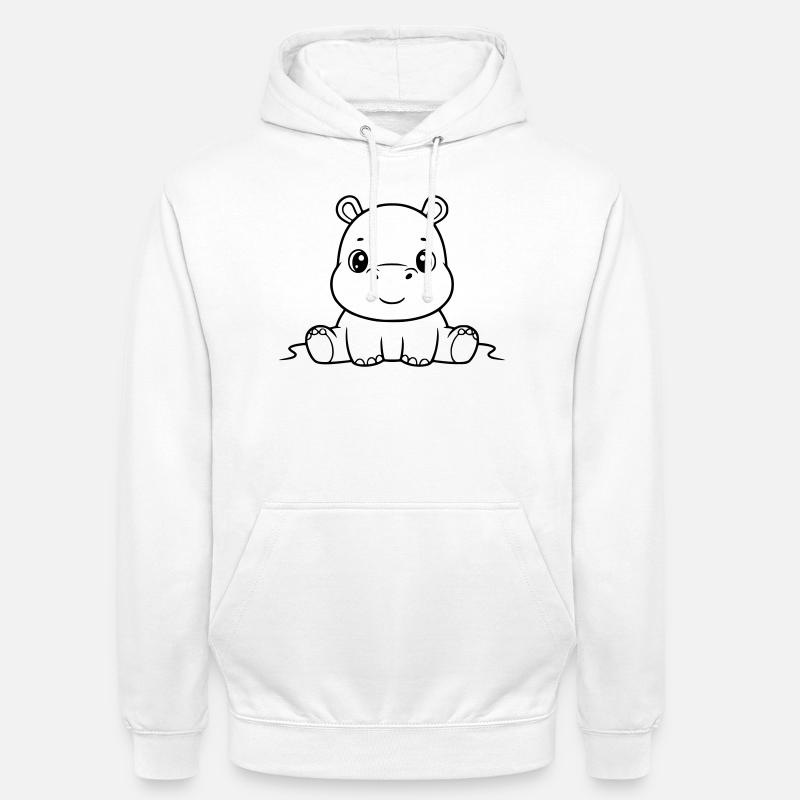 Süßes Baby Nilpferd Comic Outline - Unisex Hoodie - Weiß