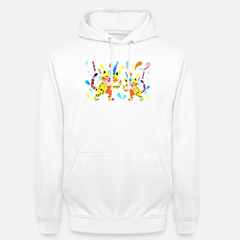 Fête Chats Couleurs Néon - Sweat-shirt à capuche unisexe - blanc