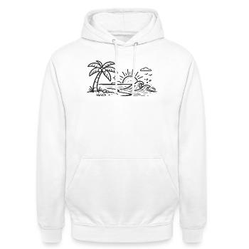 Tropical Palm Wave Line Art - Unisex Hoodie - white - Front - AI Model Male 185 dark (185cm) & AI Model Female 172 dark (172cm)